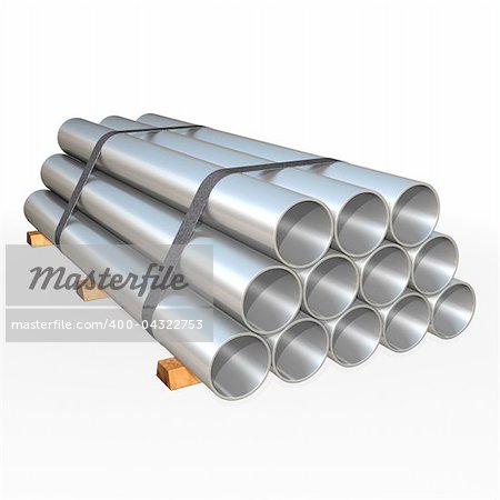 Metal tubes 3d illustration on white