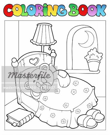 Coloring book with teddy bear 1 - vector illustration.