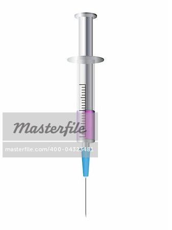 Medical syringe on white background