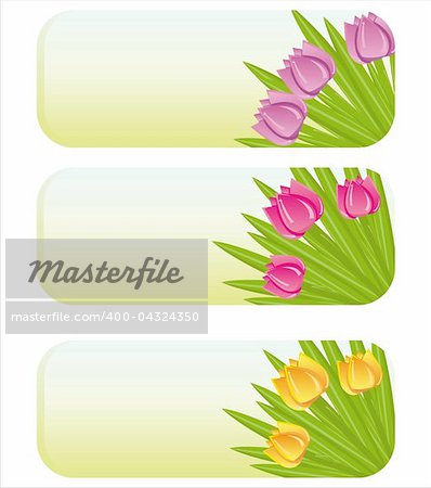 set of 3 spring banners with tulips