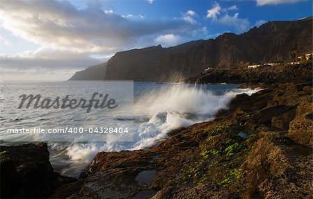 Tenerife ocean coast near Los Gigantes, big cliffs