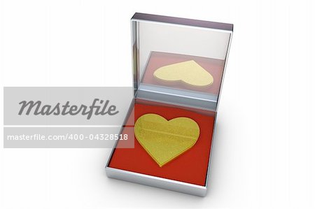Golden heart in a metal box