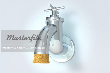 Faucet with cork in 3d