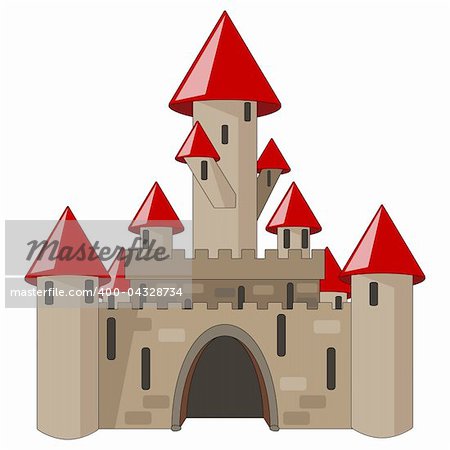 vector cartoon medieval castle isolated on white