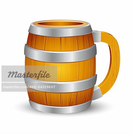 illustration of wooden beer mug on isolated background