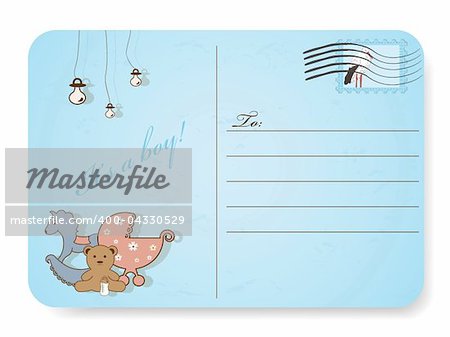 Vector postcard for baby boy shower