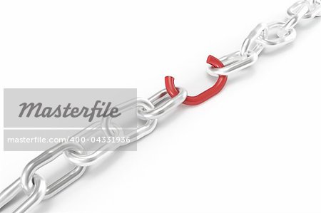 High quality 3d image of a weak red chain link