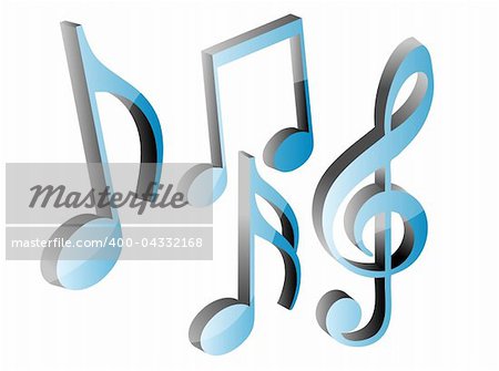 3D music note symbols, vector illustration