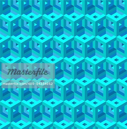 seamless geometrical pattern of blue blocks