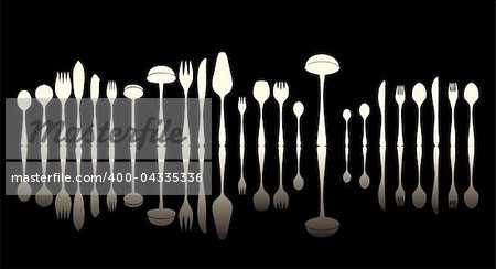 silverware black and white silhouettes