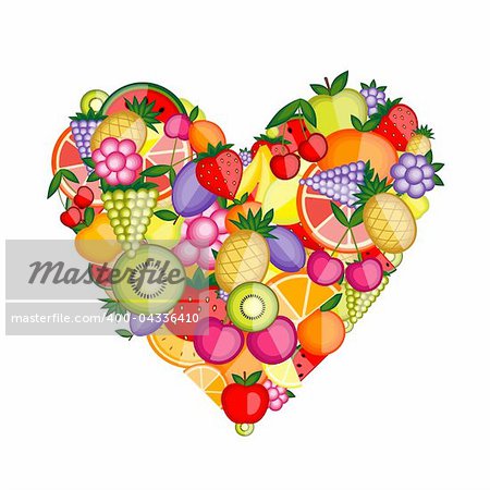 Energy fruit heart shape for your design