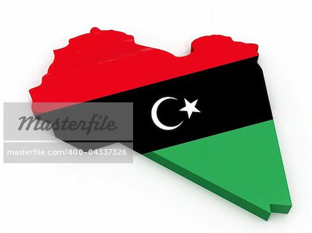 Map of Libya as flag