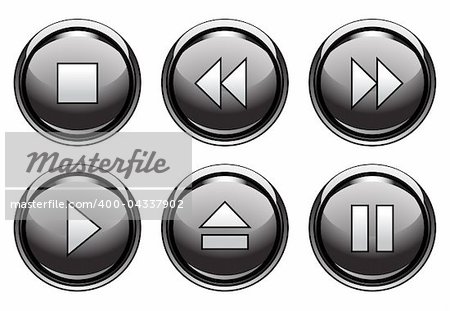 Set of 6 aqua style buttons for web and applications