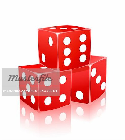 icon of red dice with white dots in stack isolated on white background