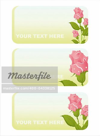 set of 3  beautiful roses banners