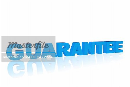 Blue 3D Guarantee on white background