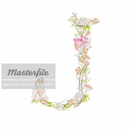 Spring floral font, Letter J