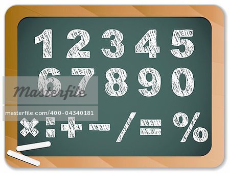 Vector - Chalk Numbers on Blackboard