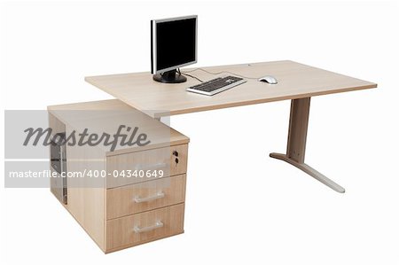 desk and a modern computer on a white background