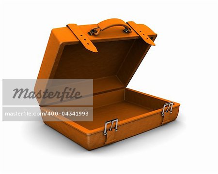 3d illustration of orange travel case over white background