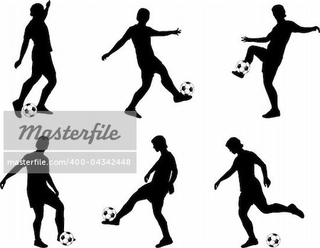 soccer players silhouettes collection - vector