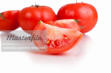 red tomato vegetable fruits isolated on the white background