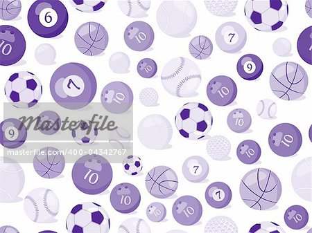 sport balls seamless pattern. Vector illustration of sport background.