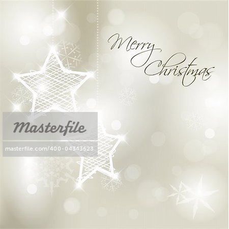 Vector Christmas background with white snowflakes, stars and place for your text