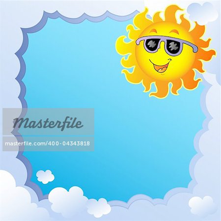Cloudy frame with Sun 1 - vector illustration.