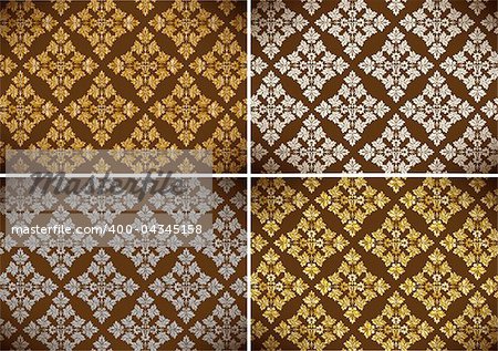 Seamless Wallpaper Pattern, set of six colors. Vector