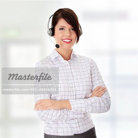 Call center woman with headset.