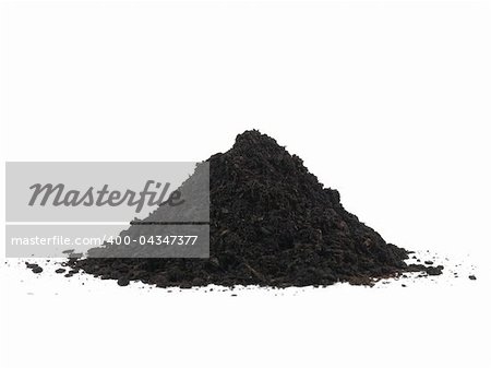 Garden soil isolated against a white background