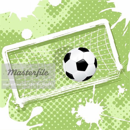 illustration, soccer ball on abstract green background