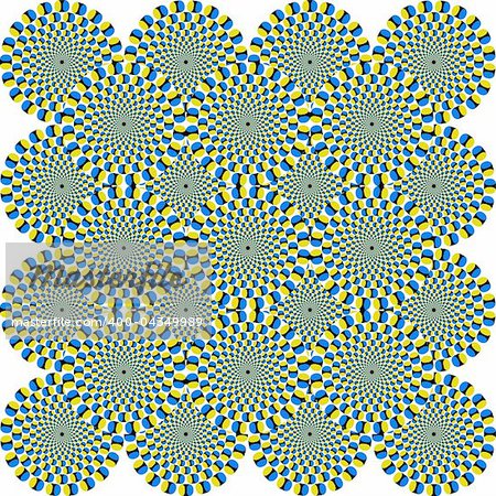 That is a fascinating optical illusion - the concentrical circles are moving somehow.