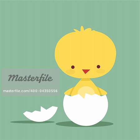 Cute chicken character, vector illustration