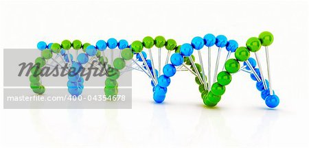 Dna 3d render illustration isolated on white background