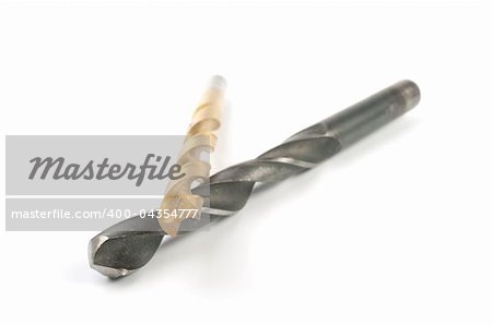 Metal drills on a white background