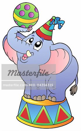 Cartoon circus elephant - vector illustration.