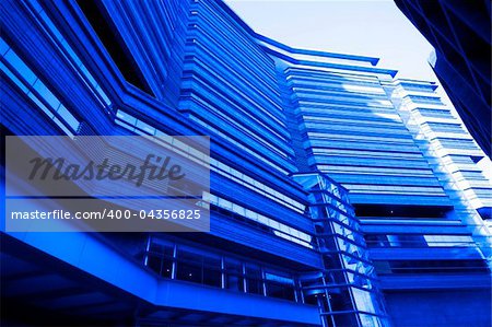 office building with blue toned