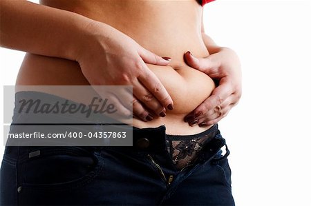 Fat woman isolated over white