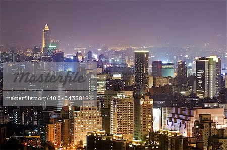 Colorful city night scene with light in Taipei, Taiwan, Asia.