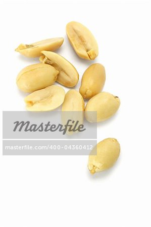 Processed pea nuts isolated on white background