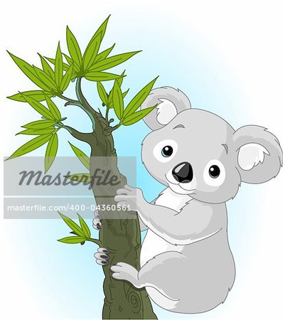 Illustration of Cute koala on a tree