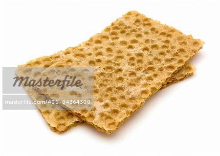 Two slices of crispbread isolated on white