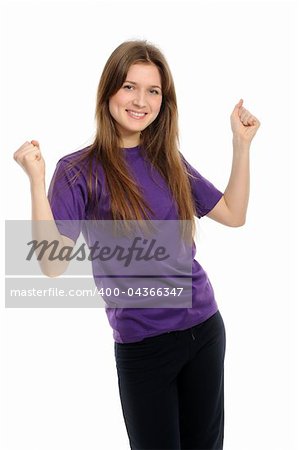 Young attractive woman with weights isolated on white background
