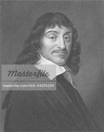 Rene Descartes (1596-1650) on engraving from the 1800s. French philosopher, mathematician, physicist and writer. Engraved by W. Holl and published in London by Wm. S. Orr & Co.