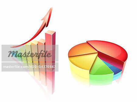 Vector illustration of shiny bar and pie chart