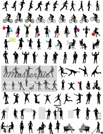 100 different people silhouettes