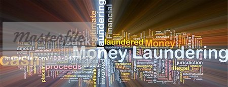 Background concept wordcloud illustration of money laundering glowing light