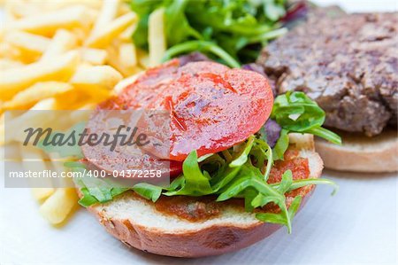 Cheese burger - American cheese burger with fresh salad